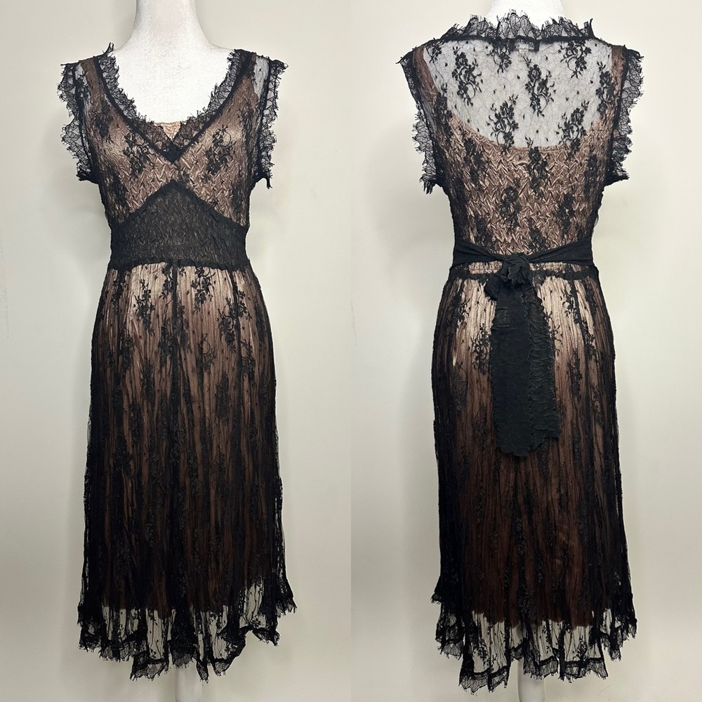 KAMAROV Vintage Romantic Lace Midi Evening Slip Dress Women’s Size Small